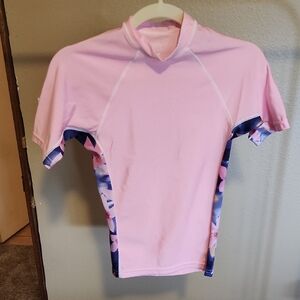 Pink and Blue Floral Rash Guard